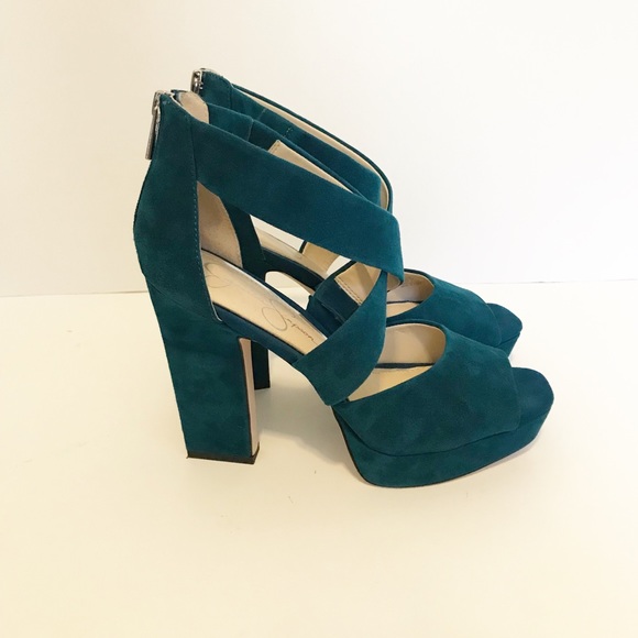 dark teal high heels